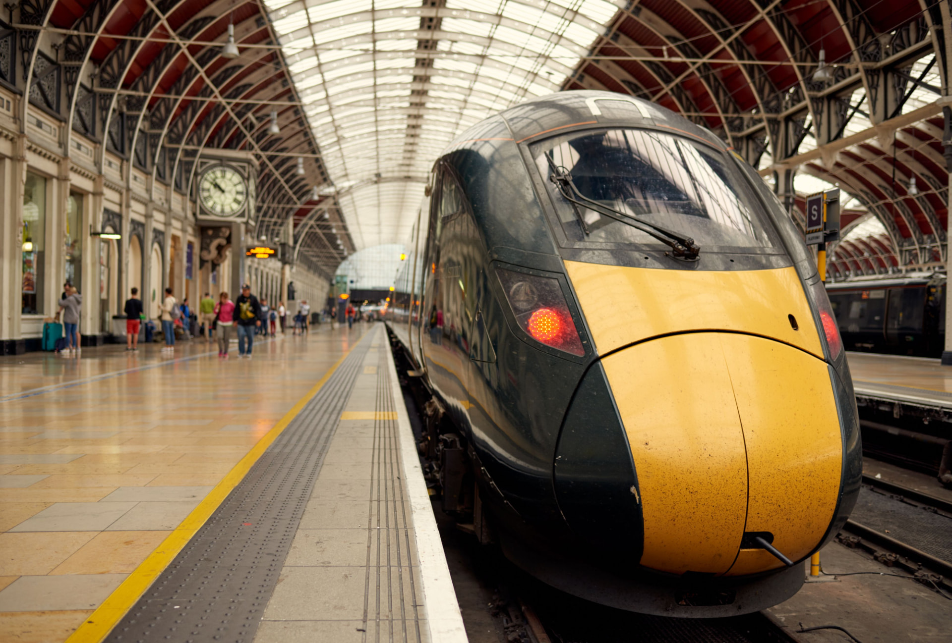 Great Western Railway train at Paddington station platform
